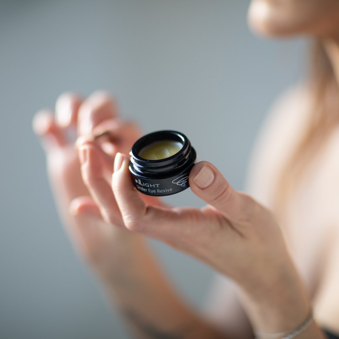 Inlight Organic Under Eye Revive Balm for tired, fatigued eyes.